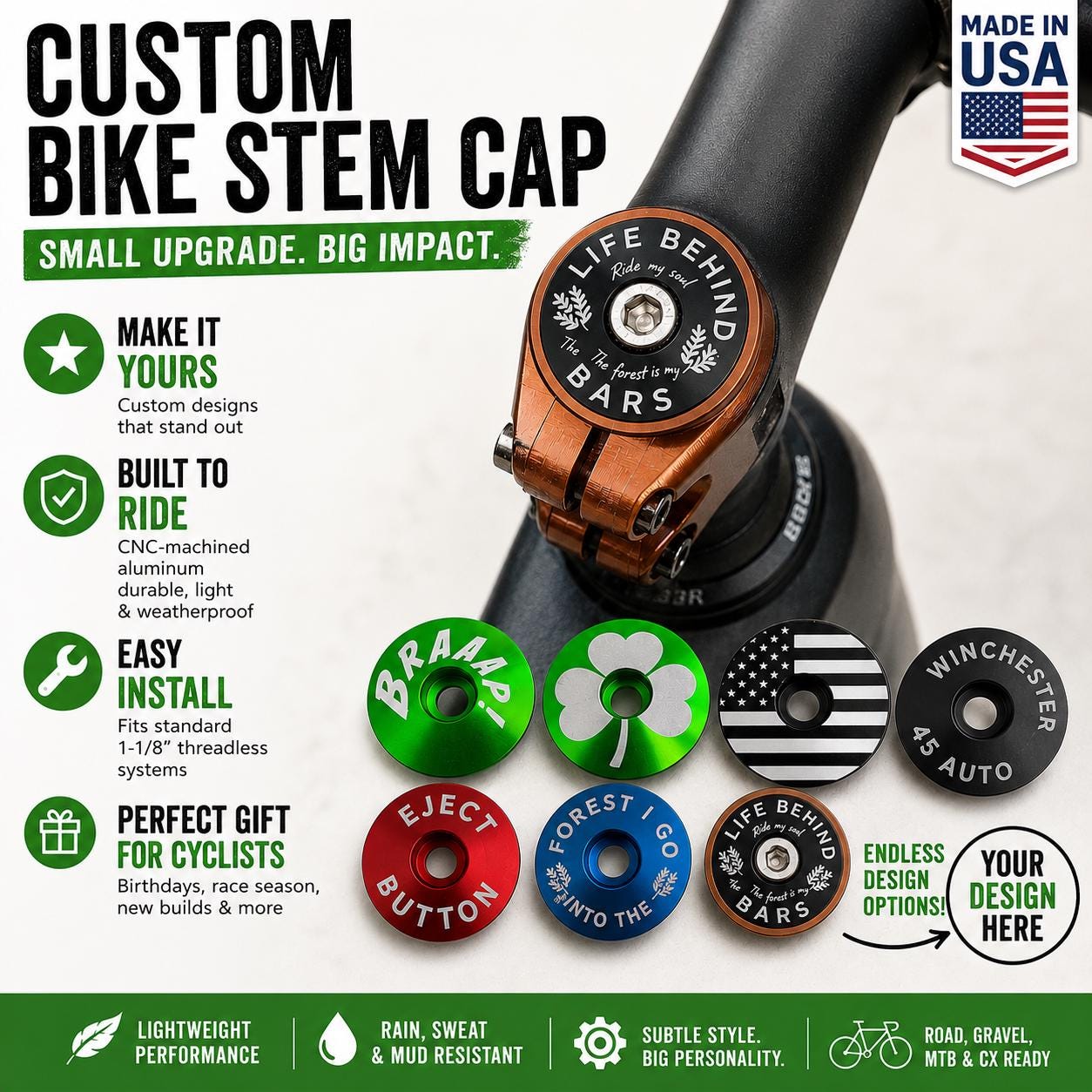 Custom Bike Stem Cap: Bike Gift for Cyclist - Etsy