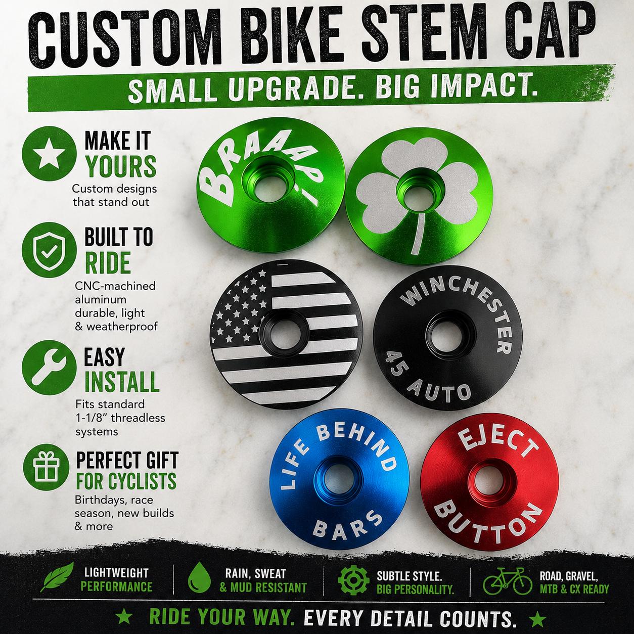 Custom Bike Stem Cap: Bike Gift for Cyclist - Etsy