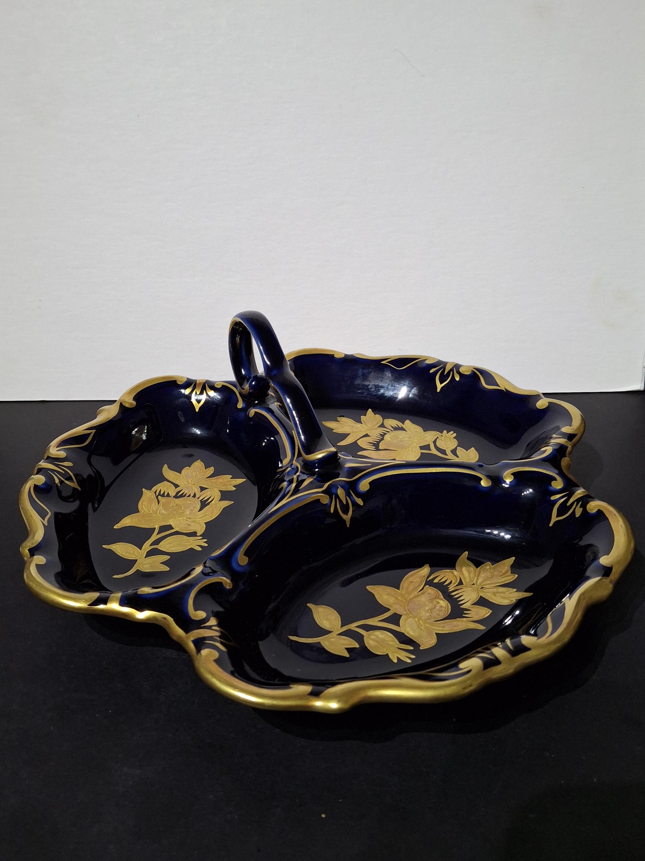 Vintage 1940's Cobalt Blue 3 Section Divided Dish JLMENAU Graf Von