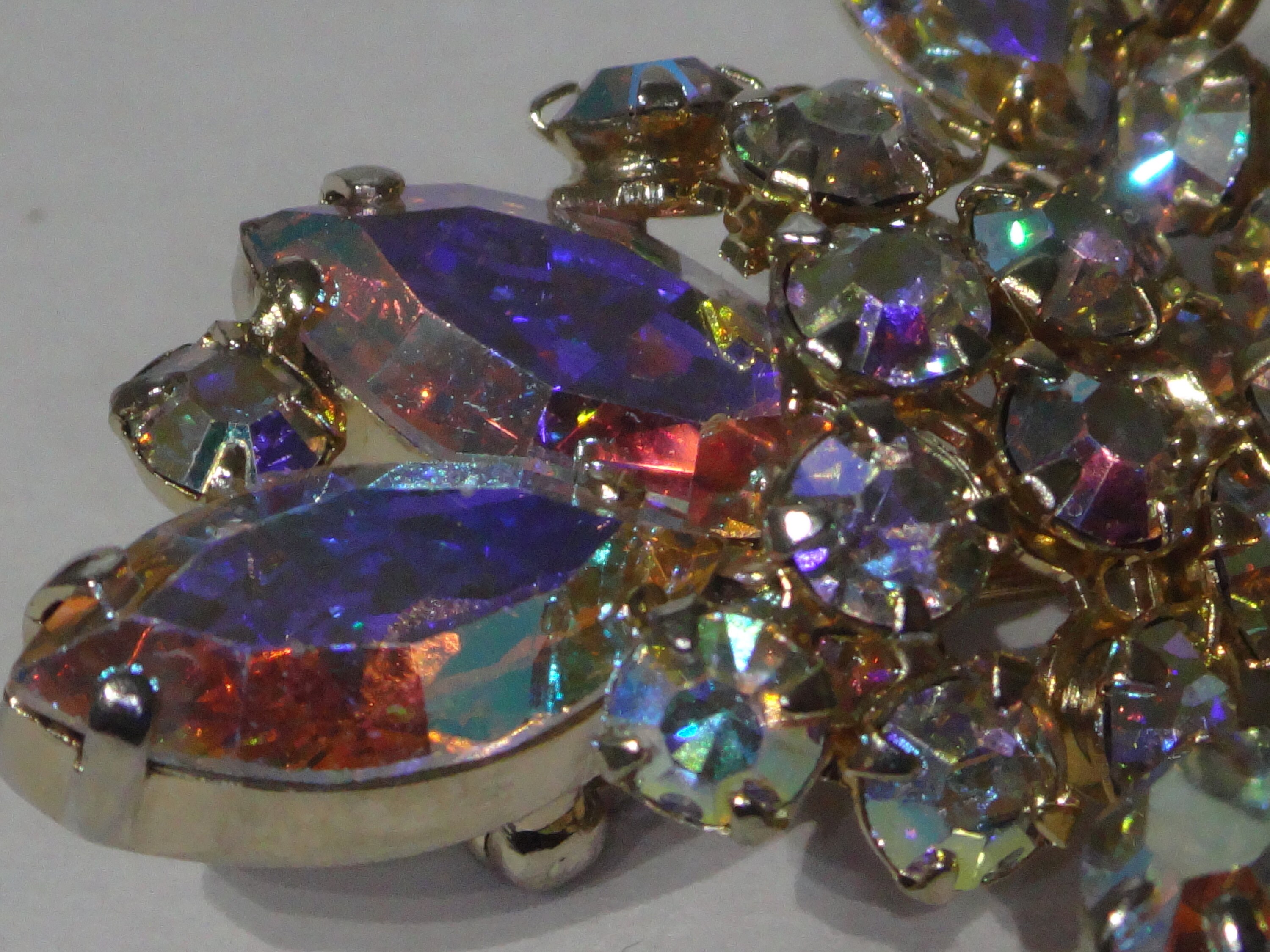 Vintage Sherman Blue Aurora Borealis Brooch