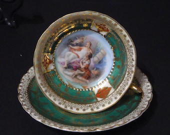 Demitasse Antik Kunglig Wiener Porslin Kaffekopp med Fat F.Boucher