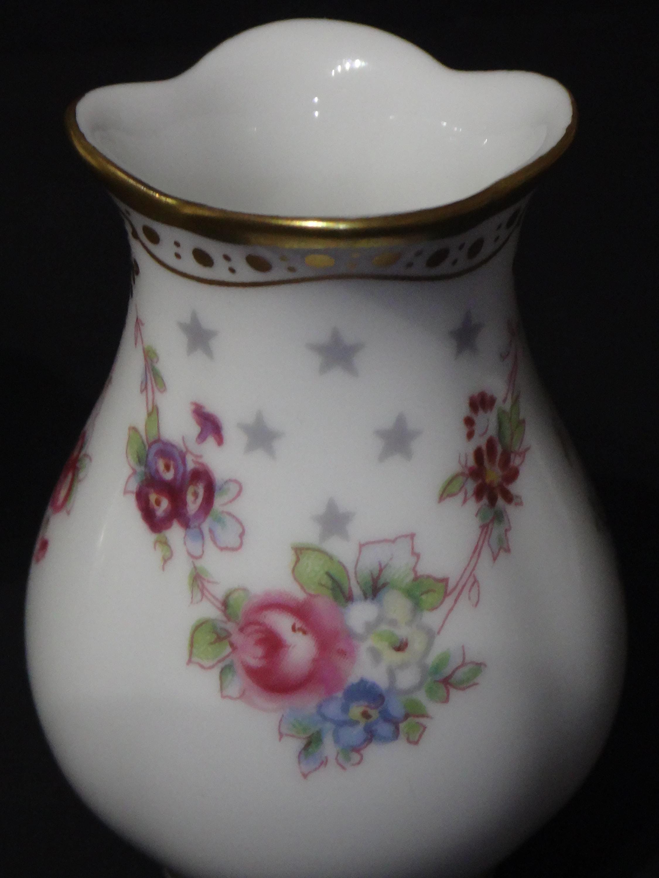 Royal Crown Derby, Royal Antoinette, Trinket Dish and Pot Vase