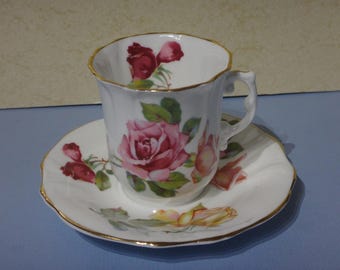 Demitasse Red rose exquisite Hammersley bone china cup and saucer