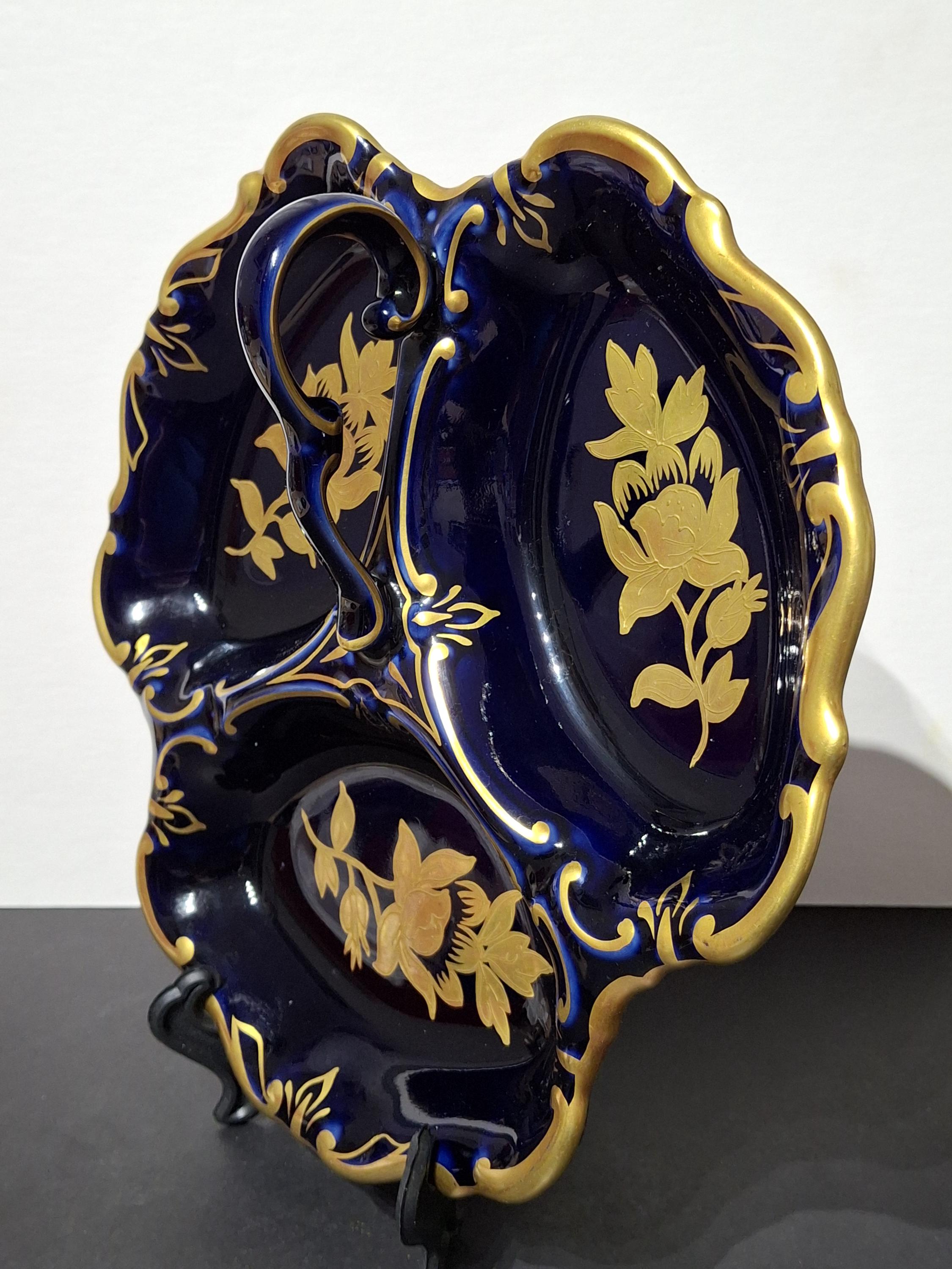 Vintage 1940's Cobalt Blue 3 Section Divided Dish JLMENAU Graf Von