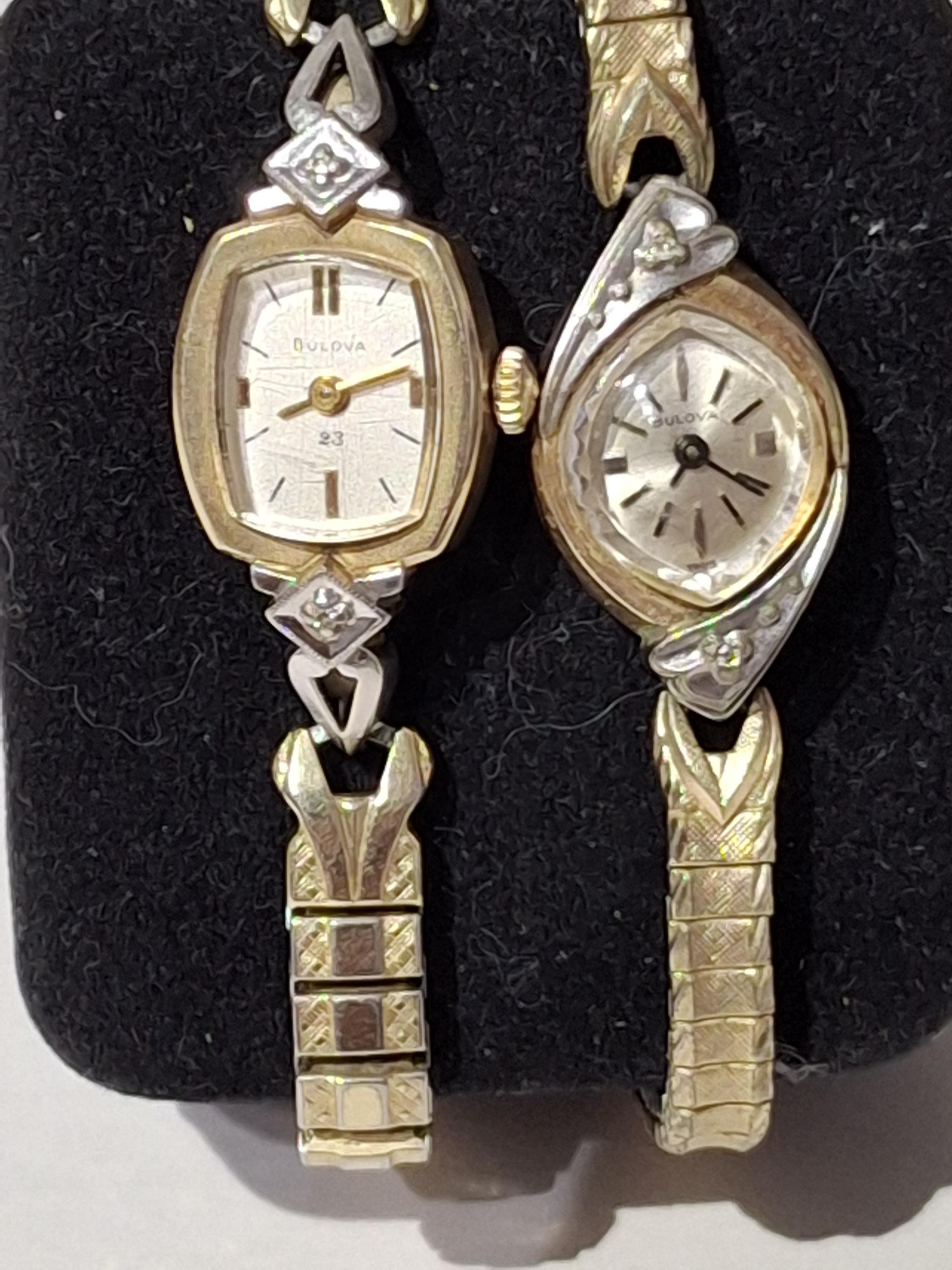Lot De 10 Montres Vintage Femme Bulova K.G.F. En Or 10 Carats - Occasion