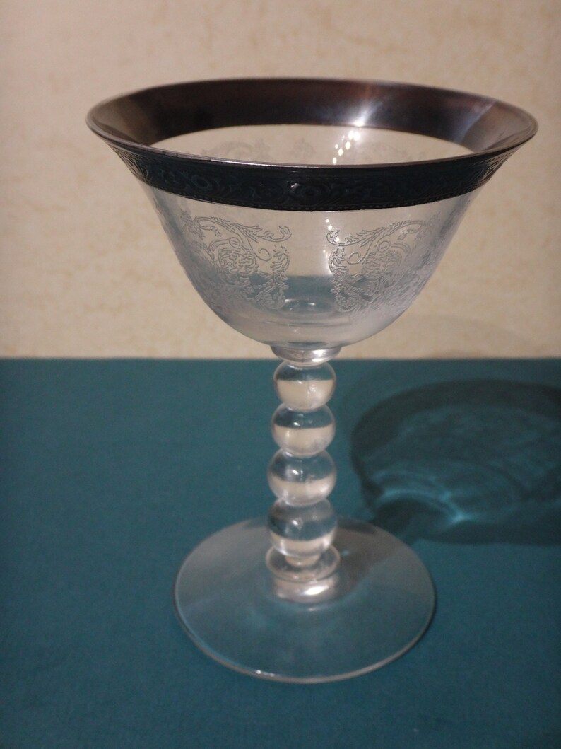 Liquor Cocktail Glass by Imperial Glass-ohio 3400-11 Platinum Etched ...