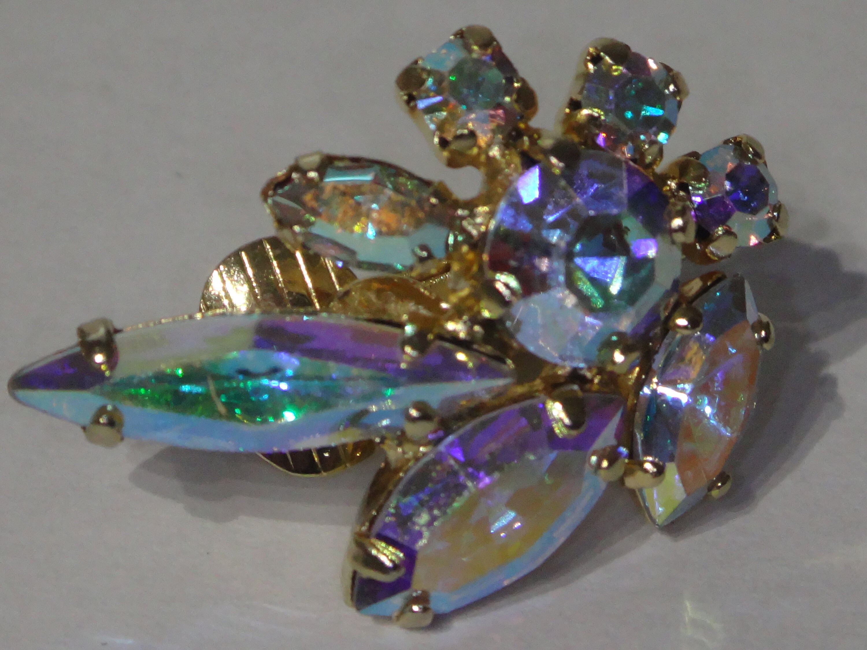 Vintage Sherman Brooch - Aurora Borealis Brooch