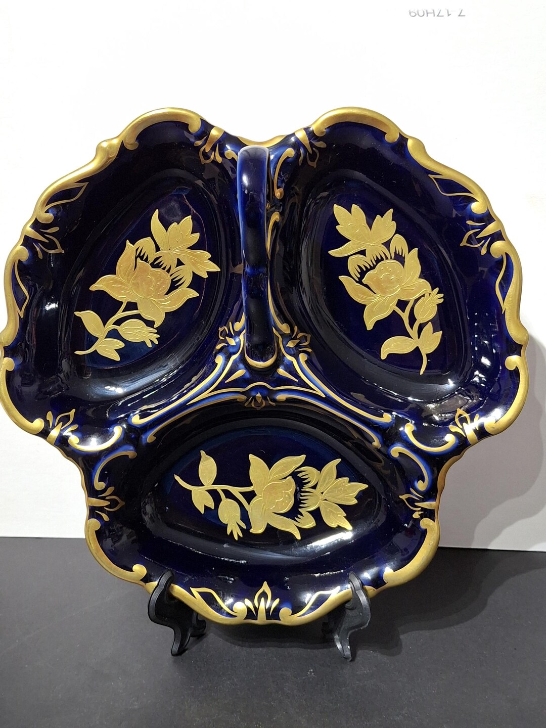 Vintage 1940's Cobalt Blue 3 Section Divided Dish JLMENAU Graf Von