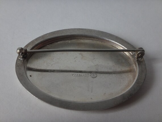 Vintage Sterling Silver Birks Oval Brooch, Engrav… - image 2