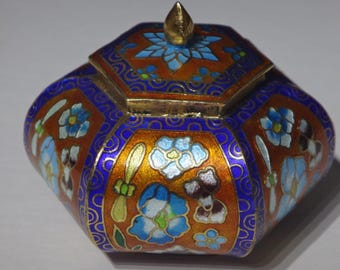 Vintage Cloisonné Trinket Box Handarbeit