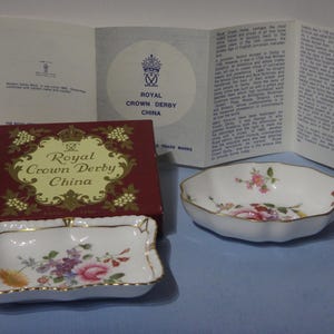 Vintage Royal Crown Derby “Derby Posies” Trinket Dishes. Set of 2 , Made in England, 1930s,