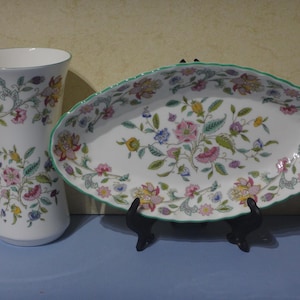 Minton Haddon Hall Relish/Salad Plate and vase. English Bone China