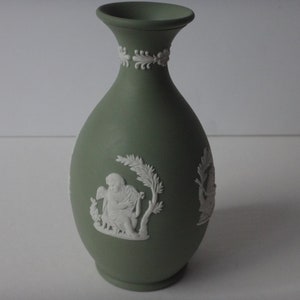 Vintage Wedgwood Jasperware White on Sage Green Vase