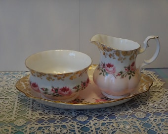 Gorgeous Vintage Royal Albert Bridesmaid   sugar creamer and under tray, bone China .England