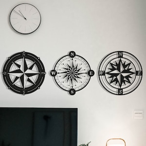 Kompass Holz Wandkunst, Geometrisches Traveller Schild Wanddeko, Maritimer Kompass Logo Wandbehang, Geschenk für Reisende