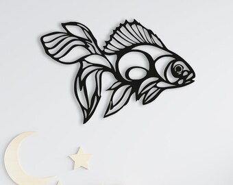 Geometric Fish Wood Wall Art, Wall Decor Geometric Marine Ocean Sea Figure, 3D Minimalist Fish Wooden Wall Hanging, Gift for Fishers