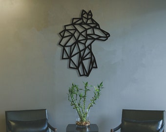 Geometric Wolf Wood Wall Art, Geometric Wolf Wall Decor, 3D Minimalist Wolf Wooden Hanging