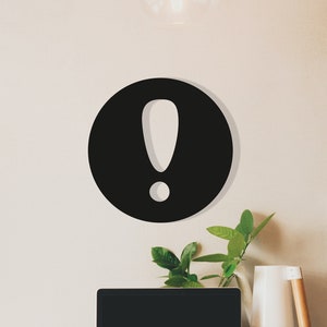 Exclamation Point Wood Wall Art, Geometric Interjection Wall Decor, 3D Minimalist Warning & Attention Logo Symbol Wooden Sign Hanging