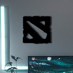 Dota 2 Wood Wall Art, Geometric Dota 2 Logo Wall Decor, 3D Minimalist Dota 2 Sign Symbol Wooden Hanging, Gift for Gamers