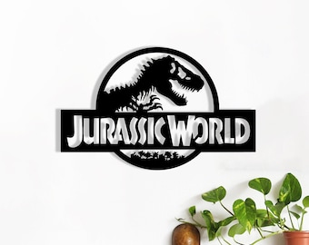 ジュラシックワールド木製ウォールアート、幾何学的なジュラシックパークの壁装飾、3Dミニマリスト恐竜木製吊り下げ、ジュラシックファンへのギフト