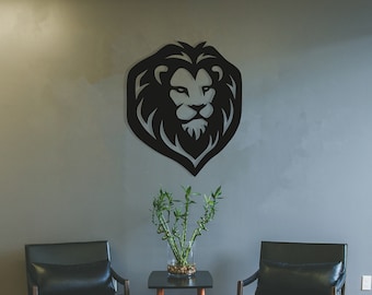 Lion Mane Wood Wall Art, Geometric Lion Wall Decor, 3D Minimalist Wooden Animal Hanging