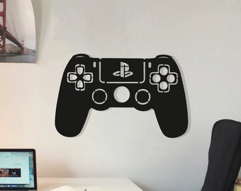 プレイステーション コントローラー 木製ウォールアート、幾何学的なゲームコンソール ウォールデコ サイン、3D ミニマリスト木製 2 階建てバス ウォールハンギング
