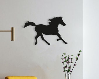 Running Horse Wood Wall Art, Horse Race Geometric Wall Decor, 3D Minimalist Horse Wooden Wall Hanging
