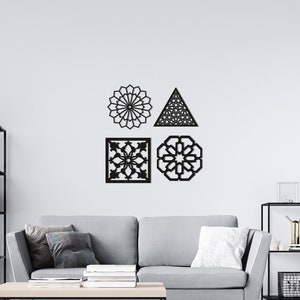 Geometric Mandala Fractals Wood Wall Art, Wall Decor Square Triangle Figure, 3D Minimalist Zen Yoga Meditation Wooden Wall Hanging