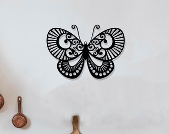Mandala Butterfly Wood Wall Art, Geometric Butterfly Pattern Wall Decor Figure, 3D Minimalist Wooden Floral Butterfly Wall Hanging