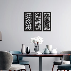 Fractal Flowers & Branches Wood Wall Art, Wall Decor Geometric Mandala Panels Figure, 3D Minimalist Zen Yoga Wooden Mandala Wall Hanging