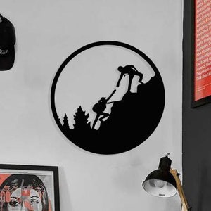 Mountain Climbing Wood Wall Art, Geometric Mountaineering Wall Decor, 3D Landscape Rock Climbing Wall Hanging