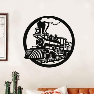 Vintage Steam Train Wood Wall Art, Geometric Old Locomotive Wall Decor, 3D Wooden Old Train Wall Hanging