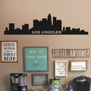 Los Angeles Wood Wall Art, Geometric LA Silhouette Wall Decor Figure, 3D Minimalist Wooden Los Angeles City Landscape Wall Hanging