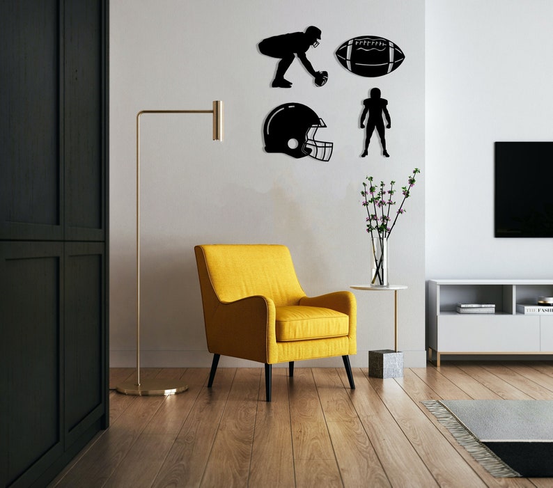 Football Wood Wall Art Geometric American Football Wall Decor Etsy