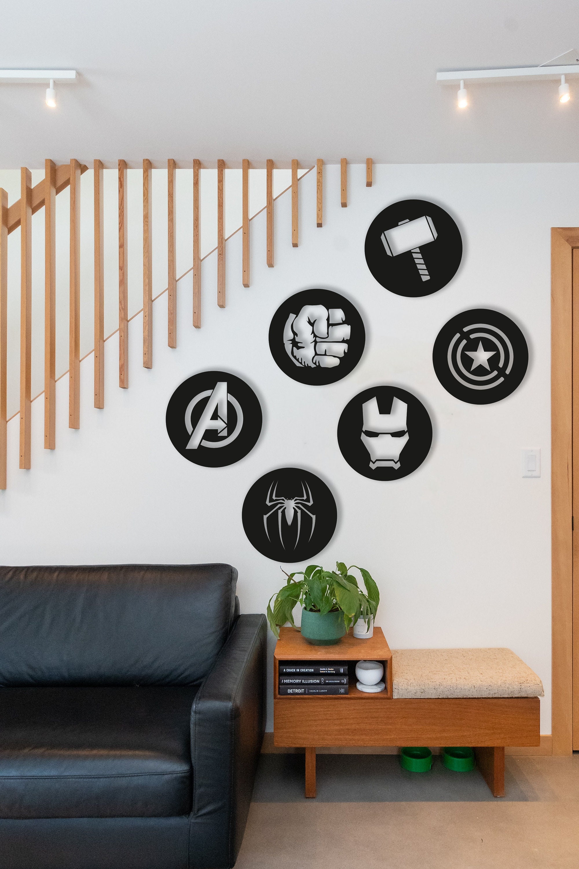 Avengers Wood Wall Art Set of 6 Geometric Nursery Wall Decor Etsy UK