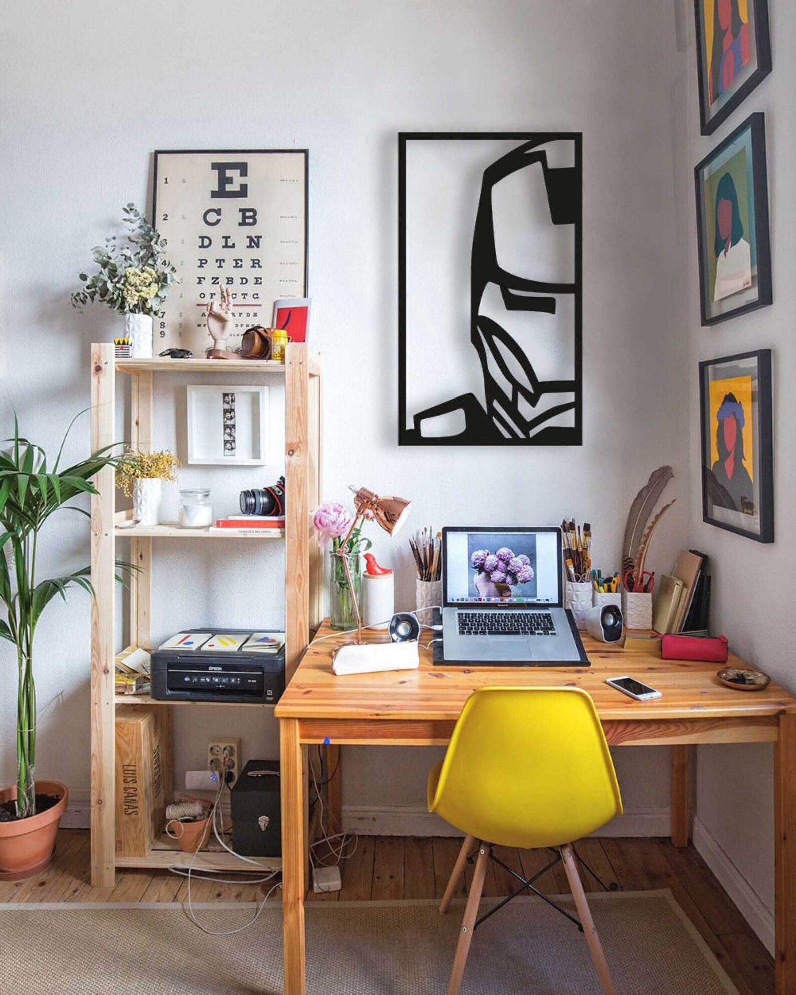 Iron Man Wood Wall Art Geometric Iron Man Portrait Wall Etsy