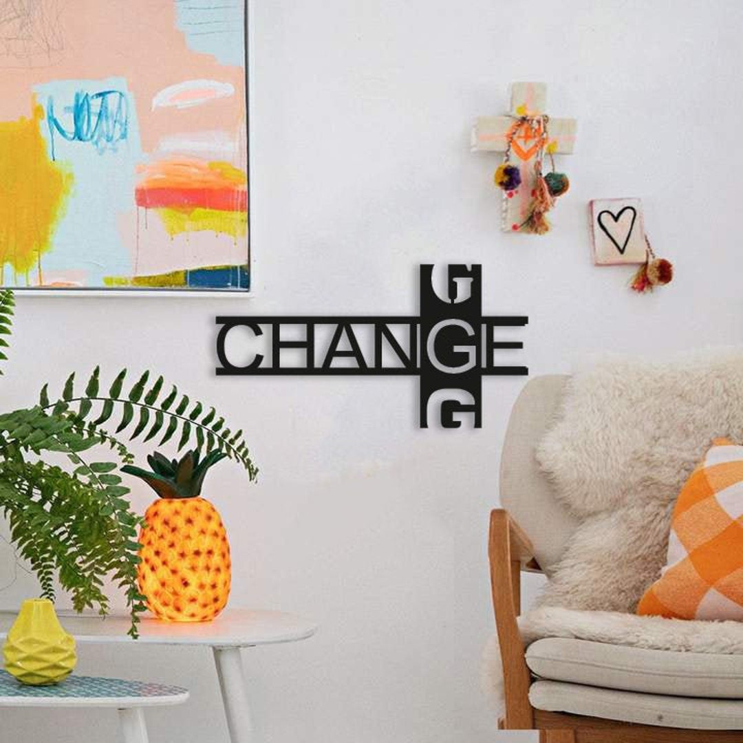 Change is Inevitable Wood Wall Art, Geometric Change Quote Wall Decor ...