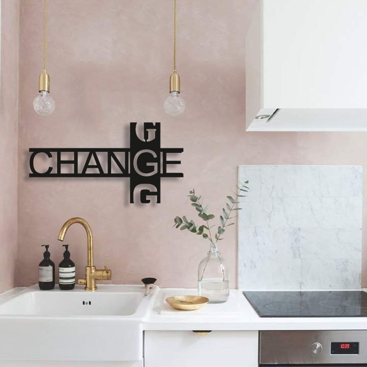 Change is Inevitable Wood Wall Art, Geometric Change Quote Wall Decor ...