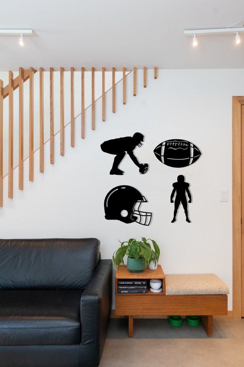 Football Wood Wall Art Geometric American Football Wall Decor Etsy