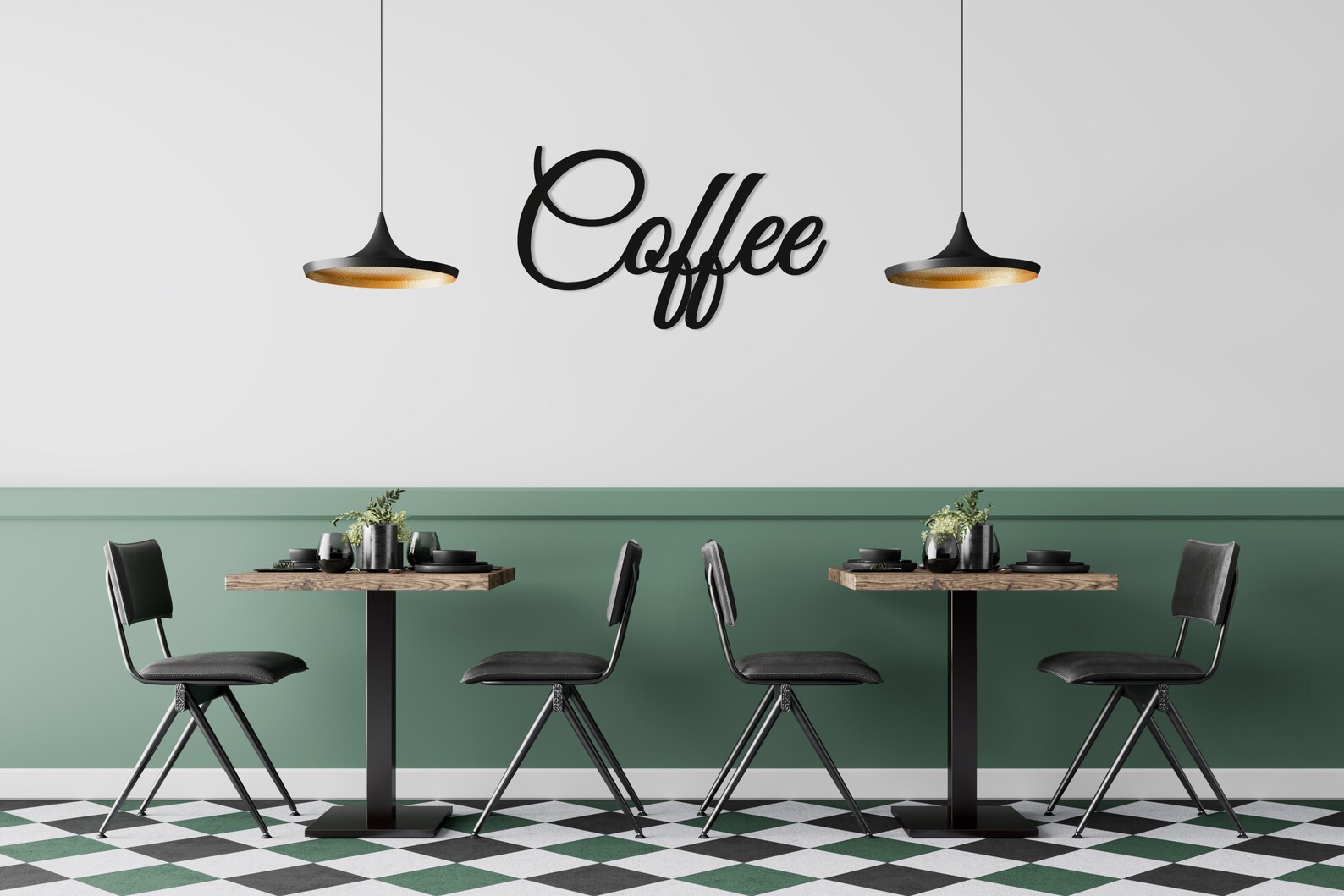 Coffee Sign Wood Wall Art, Wall Decor Geometric Kitchen Coffee Font, 3D