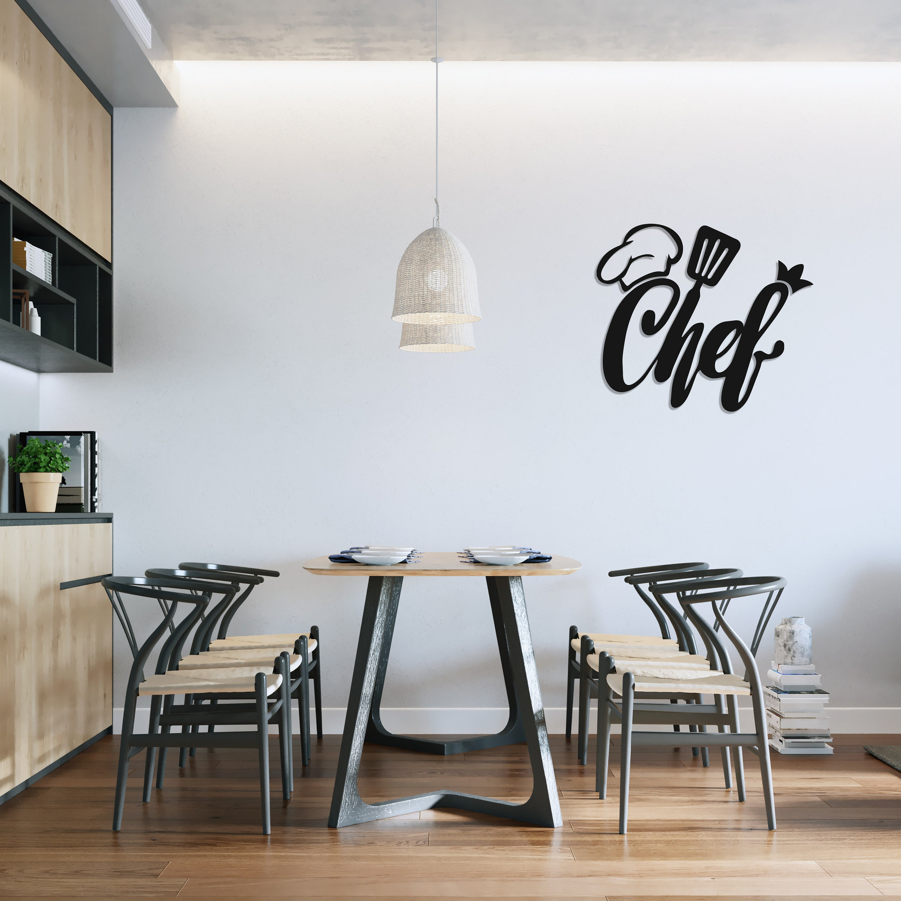 Chef Sign Wood Wall Art Wall Decor Geometric Chef Hat & Etsy