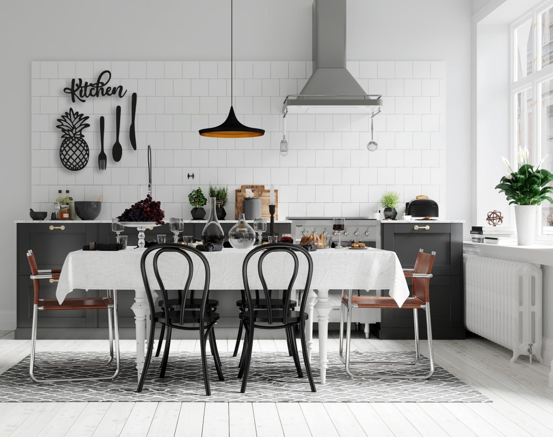 Kitchen Wood Wall Art Set of 4 Wall Decor Geometric Etsy