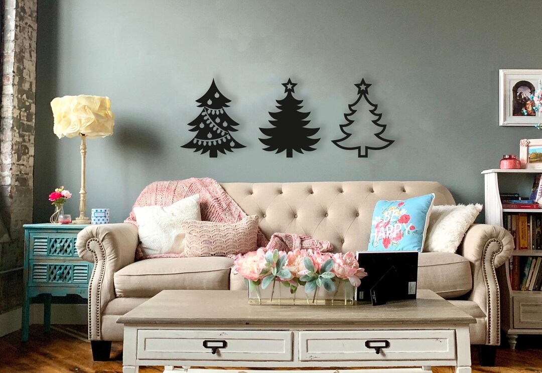 Christmas Tree Wood Wall Art Set of 3, Pine Tree Wall Decor, 3D ...