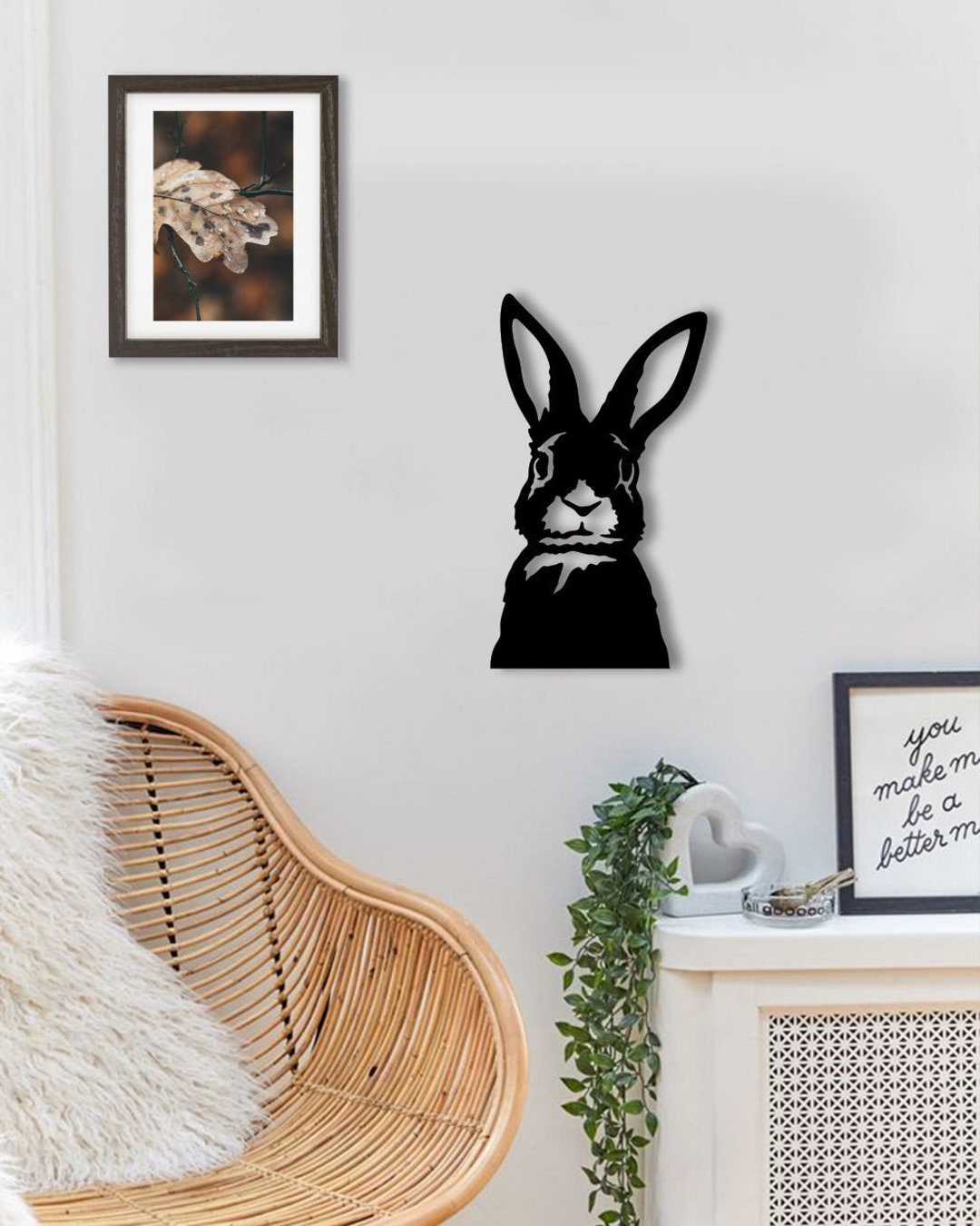 Rabbit Wood Wall Art, Geometric Bunny Wall Decor, 3D Minimalist ...
