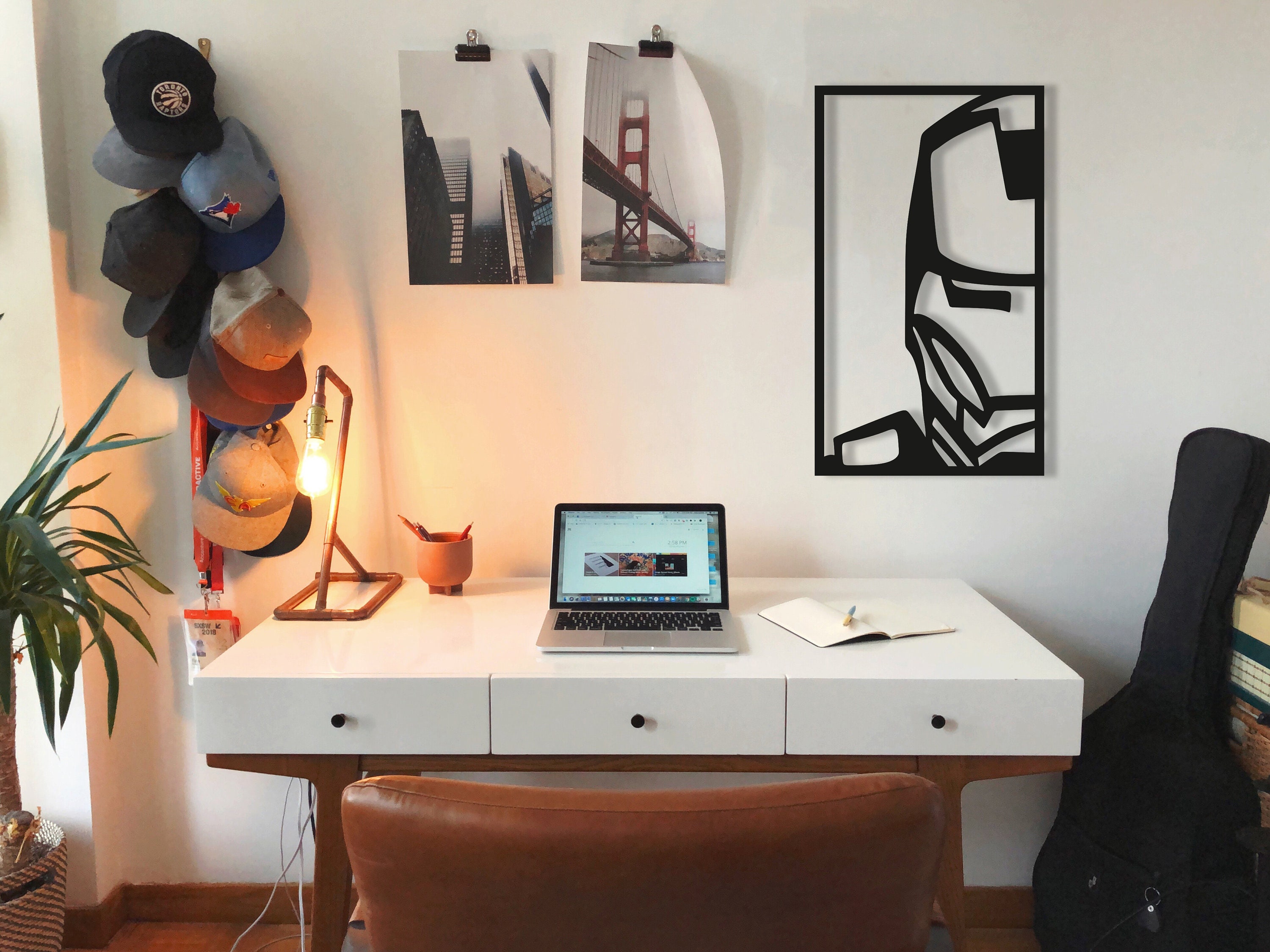 Iron Man Wood Wall Art Geometric Iron Man Portrait Wall Etsy