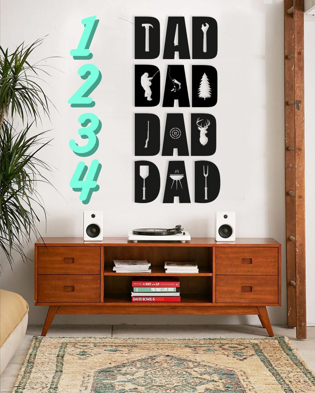 Father's Day Gift Wood Wall Art, Wall Decor of Tools Dad Fisher Dad ...