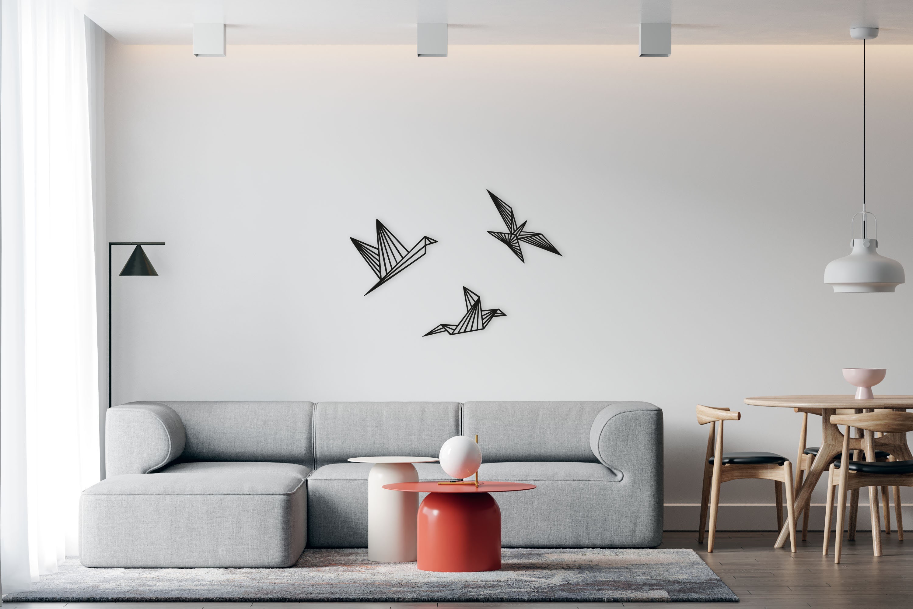 Geometric Birds Wood Wall Art Set of 3 Wall Decor Geometric Etsy