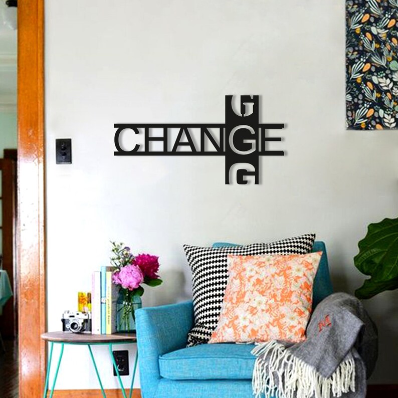 Change is Inevitable Wood Wall Art, Geometric Change Quote Wall Decor ...