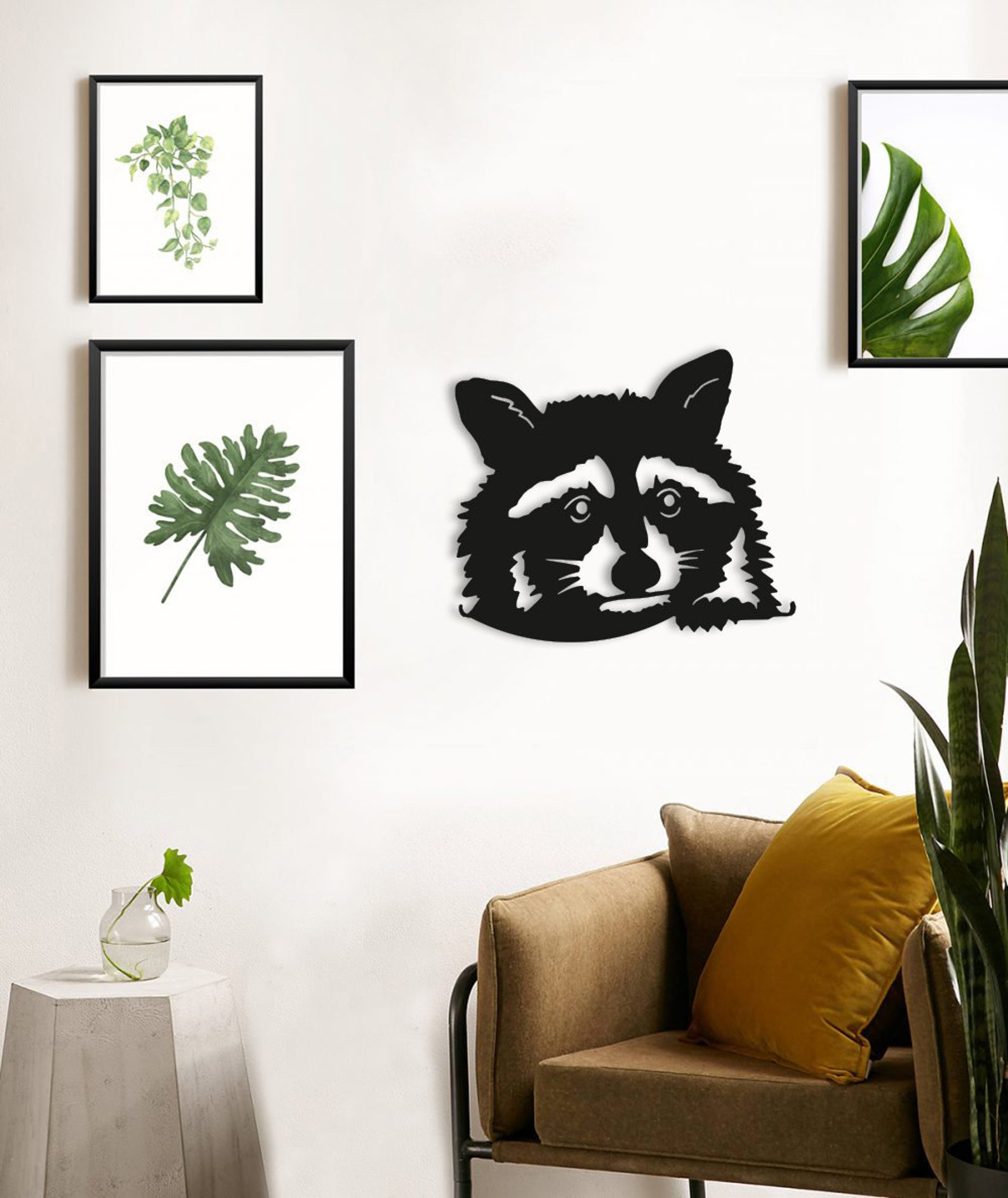 Raccoon Wood Wall Art Geometric Furry Raccoon Wall Decor - Etsy