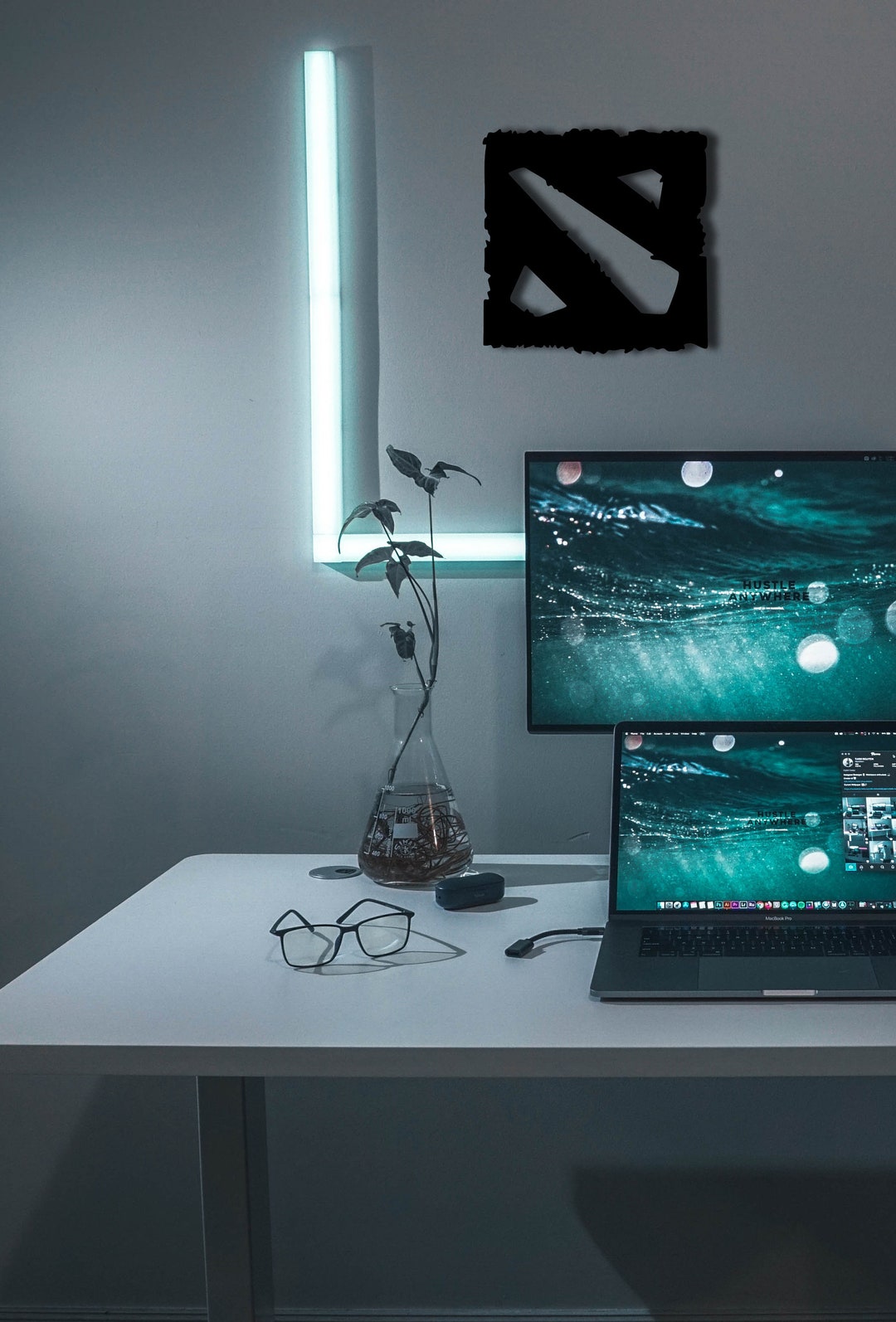 Dota 2 Wood Wall Art, Geometric Dota 2 Logo Wall Decor, 3D Minimalist